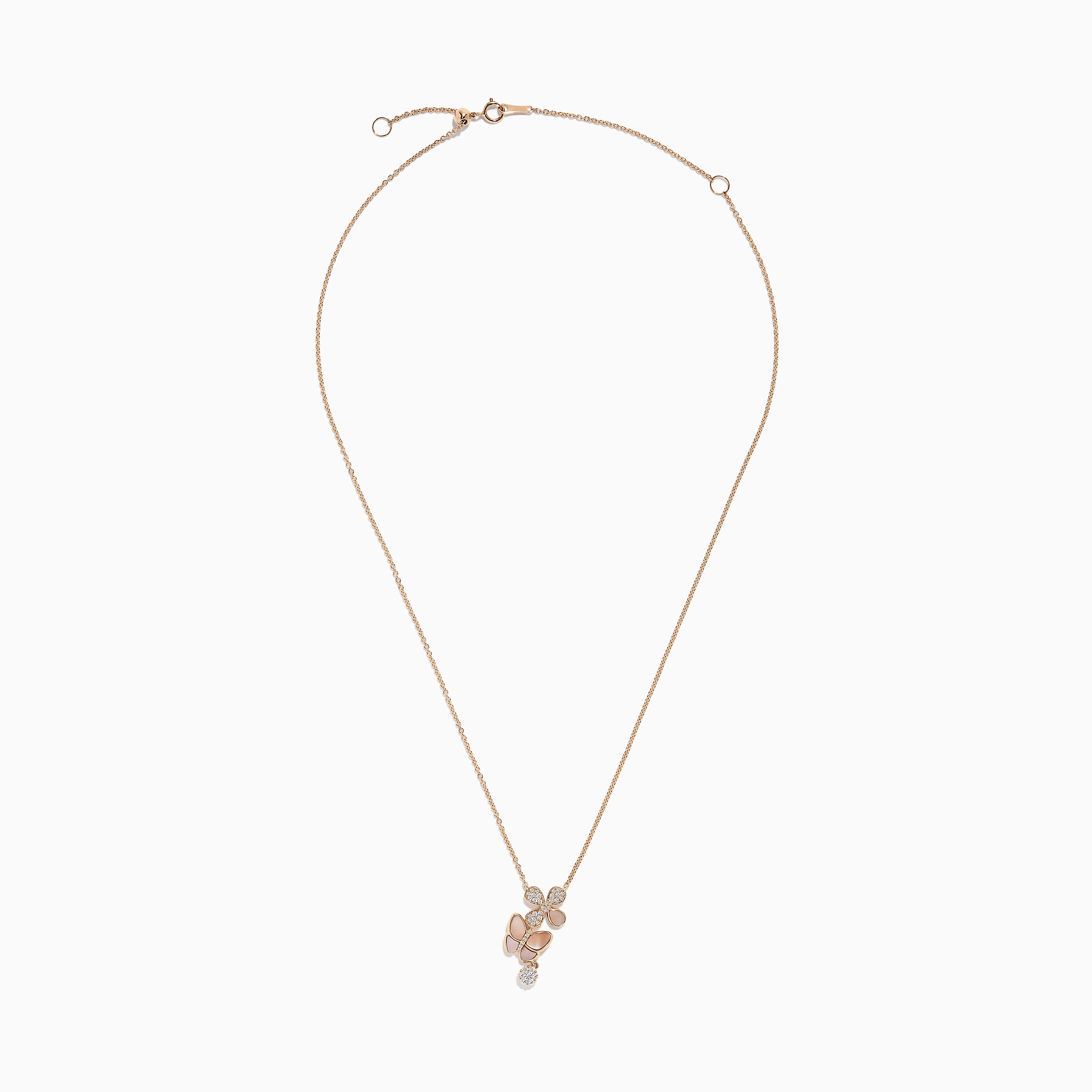 Effy 14K Rose Gold Mother of Pearl and Diamond Butterfly Necklace, 0.26 TCW