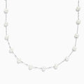 The 14K White Gold Cultured Fresh Water Pearl Necklace features evenly spaced small pearls on a delicate chain, shown against a plain white background.