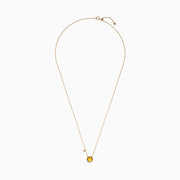 The Sunset 14K Yellow Gold Citrine & Diamond Bolo Chain Necklace (1.53 TCW) features a round citrine pendant accented by a small diamond and is elegantly suspended from a delicate, adjustable gold chain.