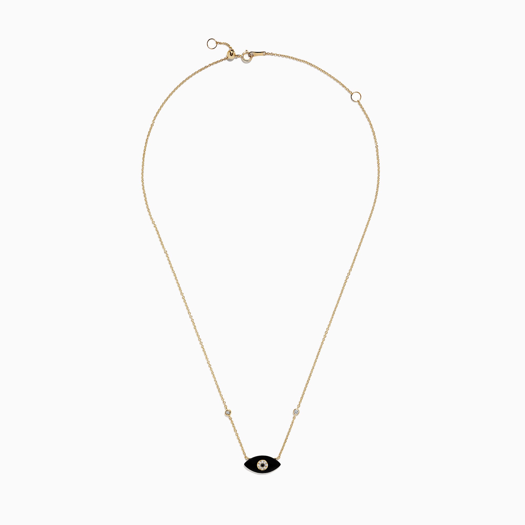 Effy Novelty 14K Yellow Gold Onyx and Diamond Evil Eye Necklace, 1.34 TCW