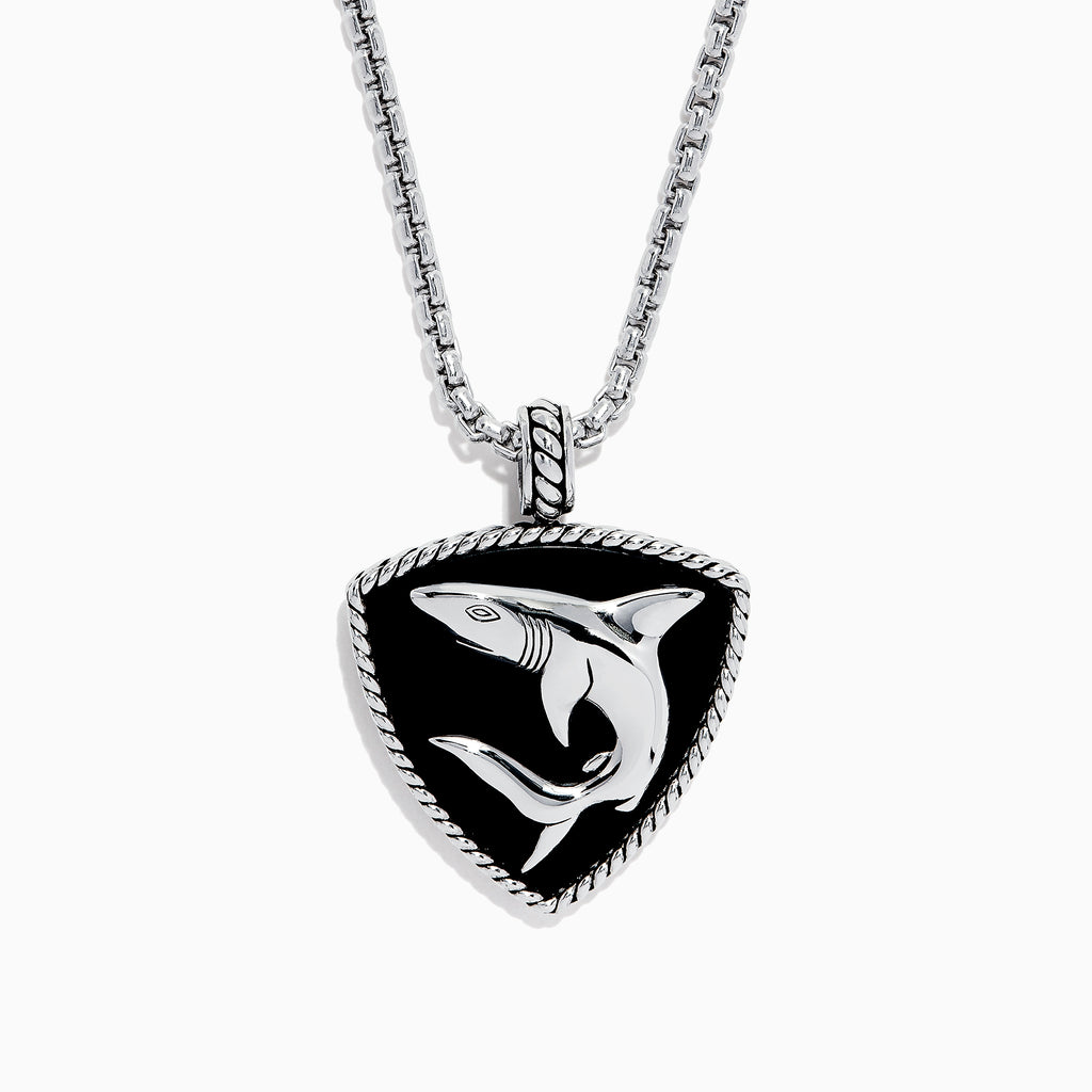 Effy Men's Sterling Silver Onyx Shark Pendant, 11.50 TCW