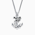 The Mens Sterling Silver Swordfish and Anchor Pendant is displayed on a plain white background, showcasing an anchor design wrapped with a detailed swordfish.