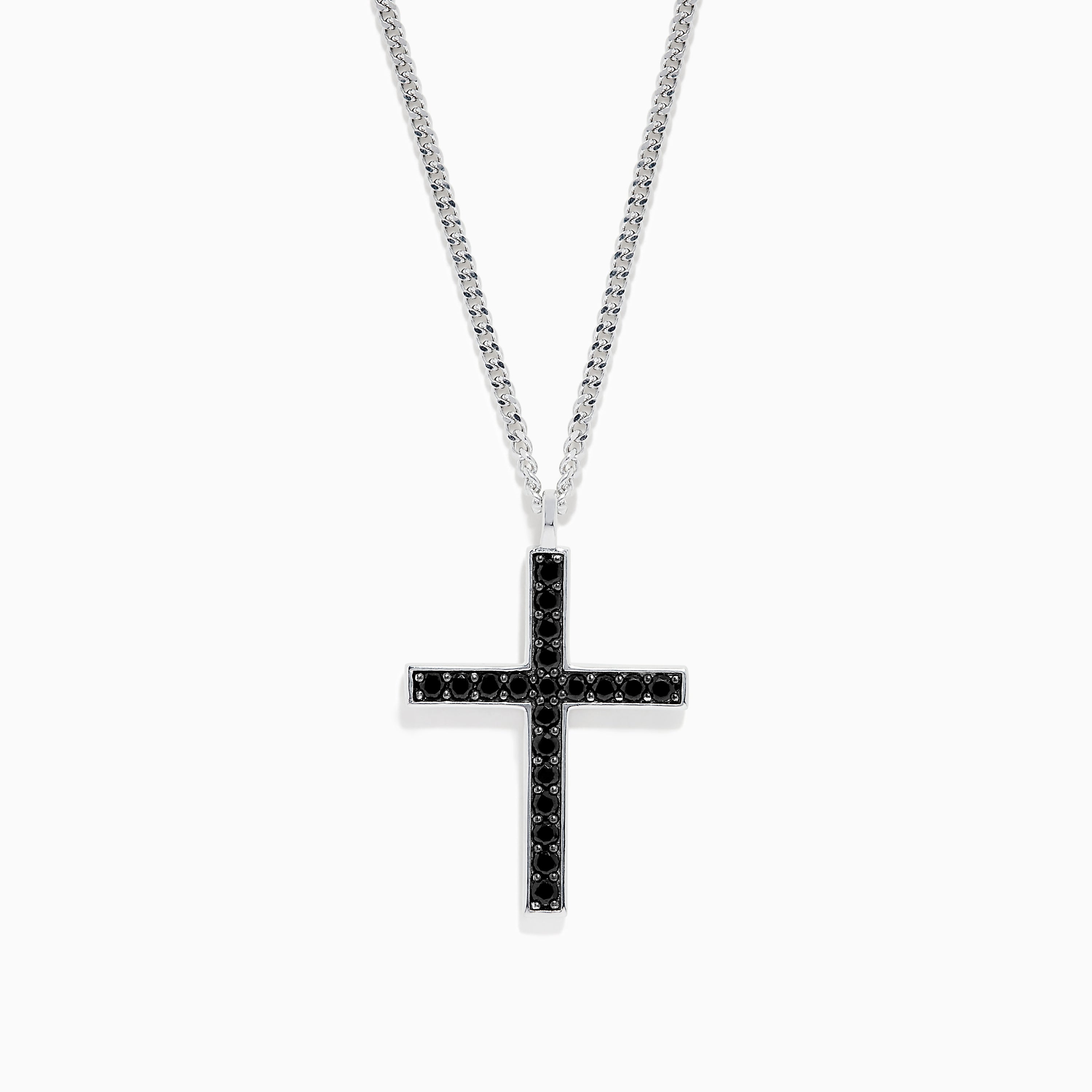 Effy Men's Sterling Silver Black Spinel Cross Pendant