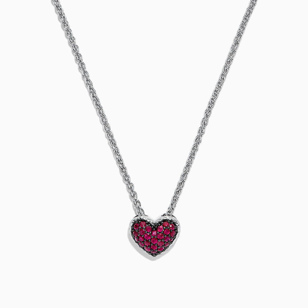 Effy 925 Sterling Silver Ruby Heart Pendant, 0.65 TCW