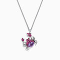 A sterling silver necklace featuring the Seaside Crab pendant, adorned with multi gemstones totaling 1.75 TCW—a stunning statement piece.