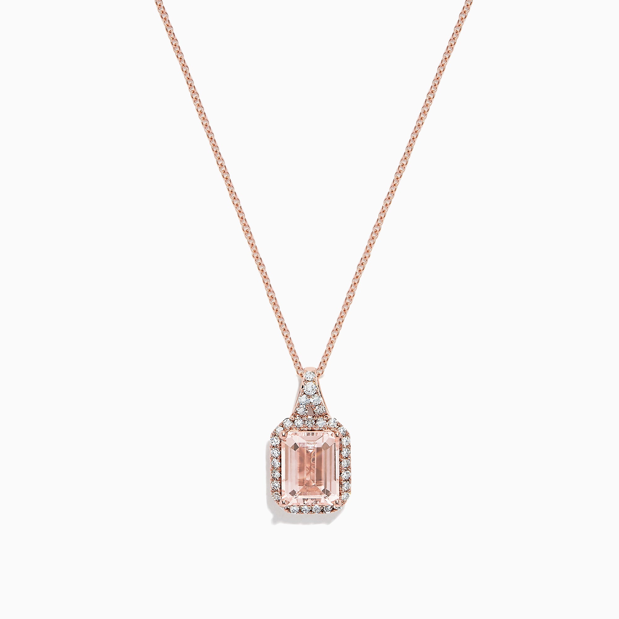 Effy Blush 14K Rose Gold Morganite and Diamond Necklace, 2.46 TCW