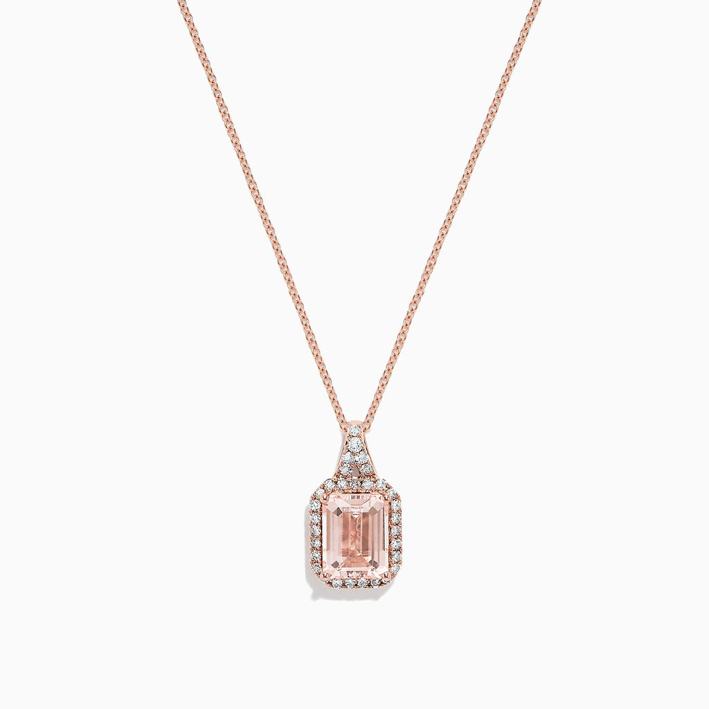 Effy Blush 14K Rose Gold Morganite and Diamond Necklace, 2.46 TCW ...