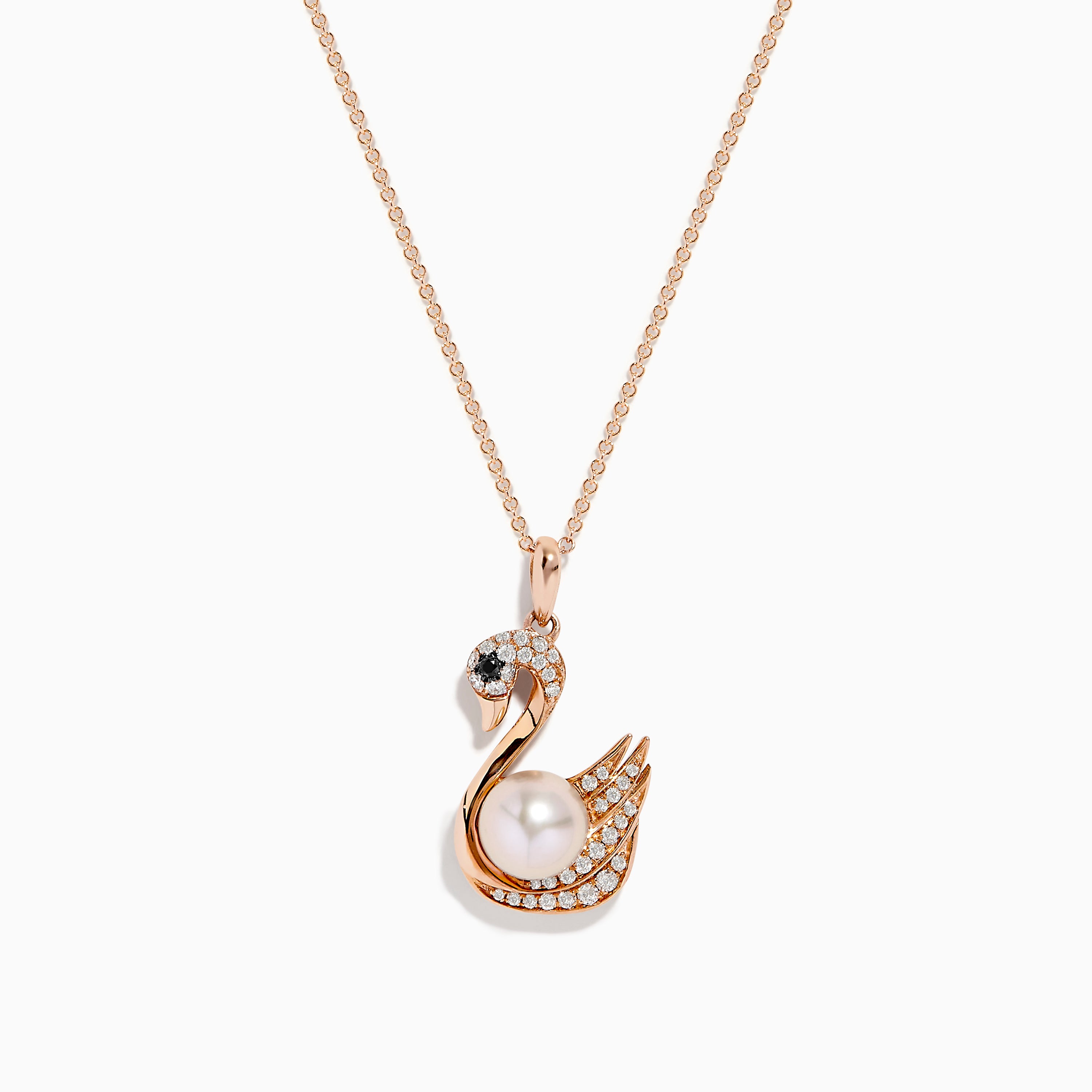 Effy Safari 14K Rose Gold Multi Diamond and Pearl Flamingo Pendant