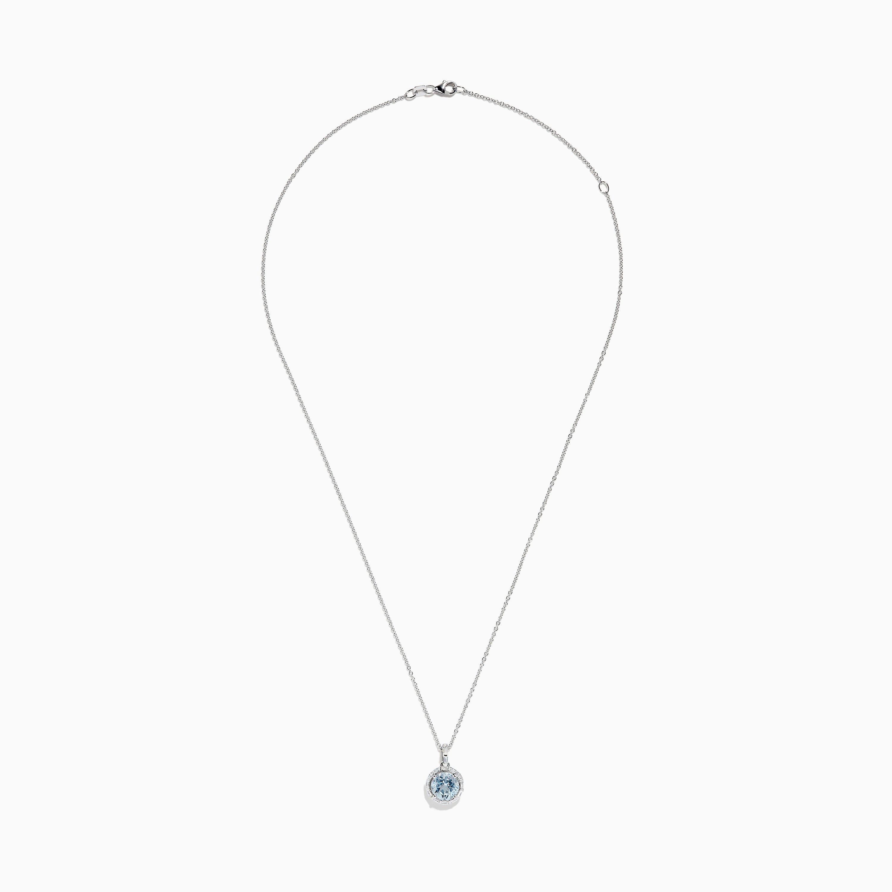 Effy Aquarius 14K White Gold Diamond and Aquamarine Pendant