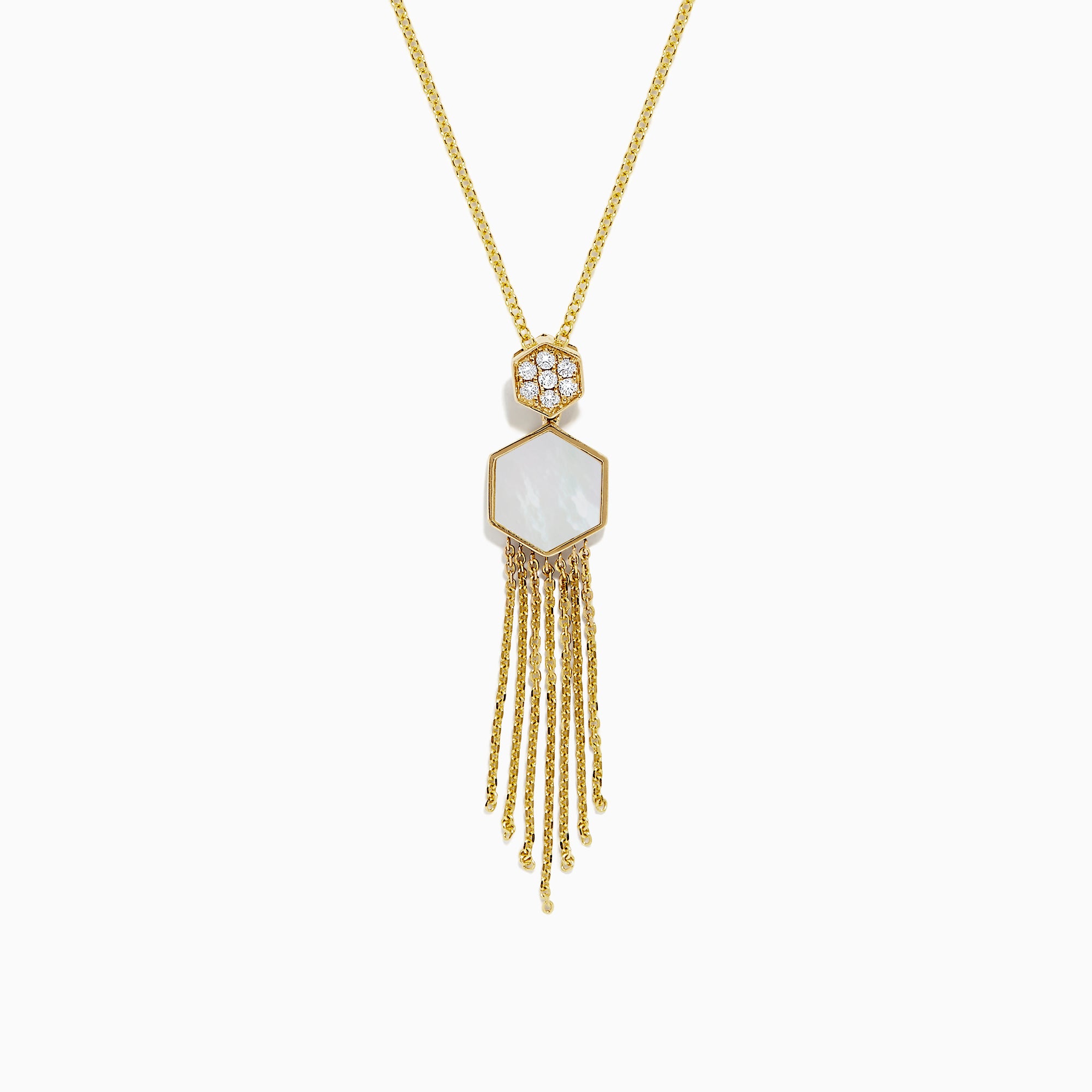 Effy 14K Yellow Gold Mother of Pearl and Diamond Fringe Pendant, 0.06 TCW