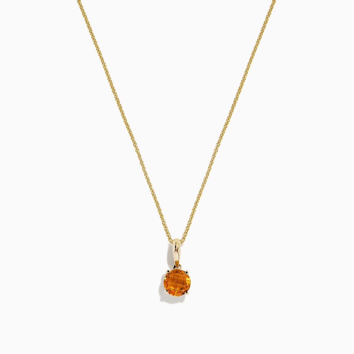 The Sunset 14K Yellow Gold Citrine Pendant (0.81 TCW) features a delicate yellow gold chain and a small round citrine in a simple gold setting, shown on a white background.