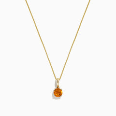 The Sunset 14K Yellow Gold Citrine Pendant (0.81 TCW) features a delicate yellow gold chain and a small round citrine in a simple gold setting, shown on a white background.