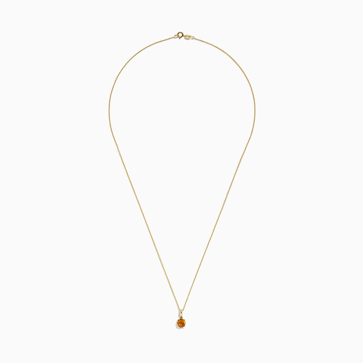The Sunset 14K Yellow Gold Citrine Pendant (0.81 TCW) features a delicate yellow gold chain and a small round citrine in a simple gold setting, shown on a white background.