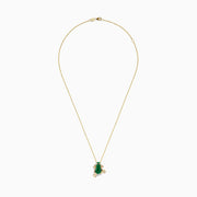 Safari 14K Yellow Gold Malachite and Diamond Frog Pendant: A gold chain necklace with a frog design, featuring a malachite green center and sparkling diamond eyes, crafted in 14K yellow gold.