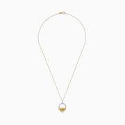 The 14K Yellow Gold Yellow and White Diamond Pendant (1.75 TCW) features a thin chain and a diamond-studded circular pendant with textured gold leaves forming a floral cluster for an elegant, intricate look.
