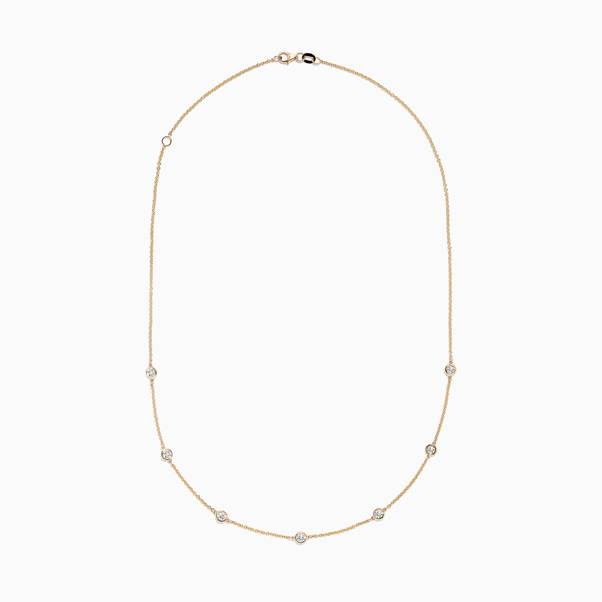The DOro 14K Yellow Gold Diamond Station Necklace, 0.69 TCW, features a fine gold chain with evenly spaced bezel-set round diamonds for a delicate and elegant look.