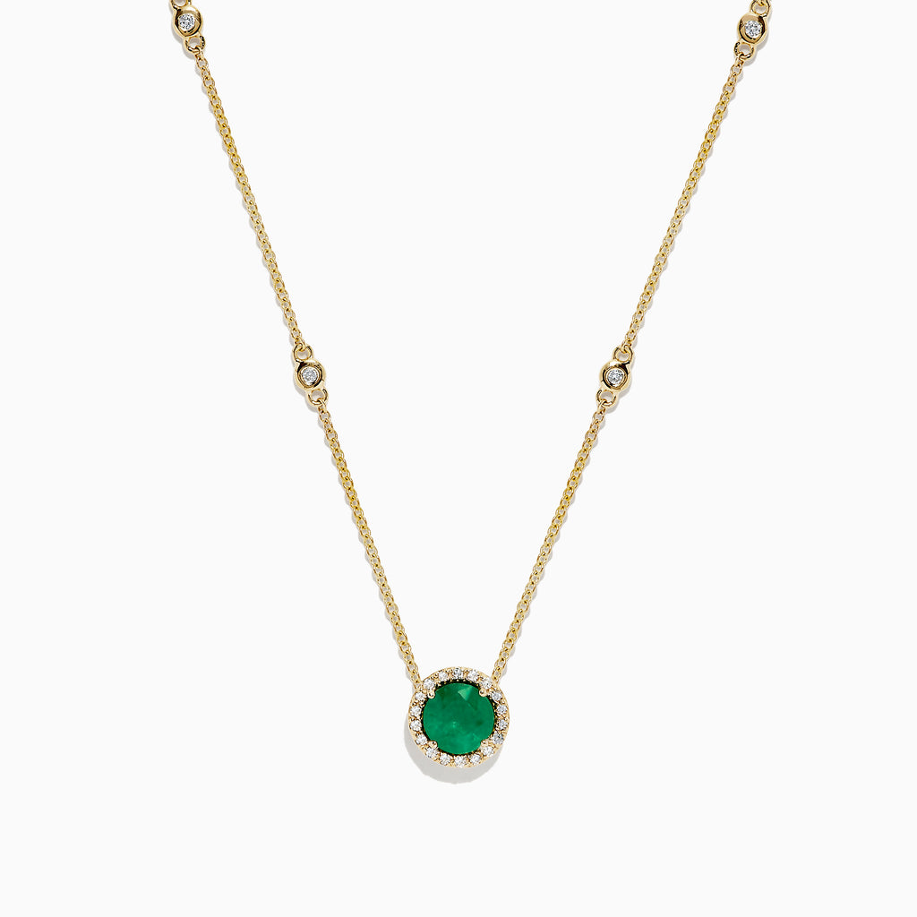 Effy Brasilica 14K Yellow Gold Emerald and Diamond Necklace, 0.92 TCW