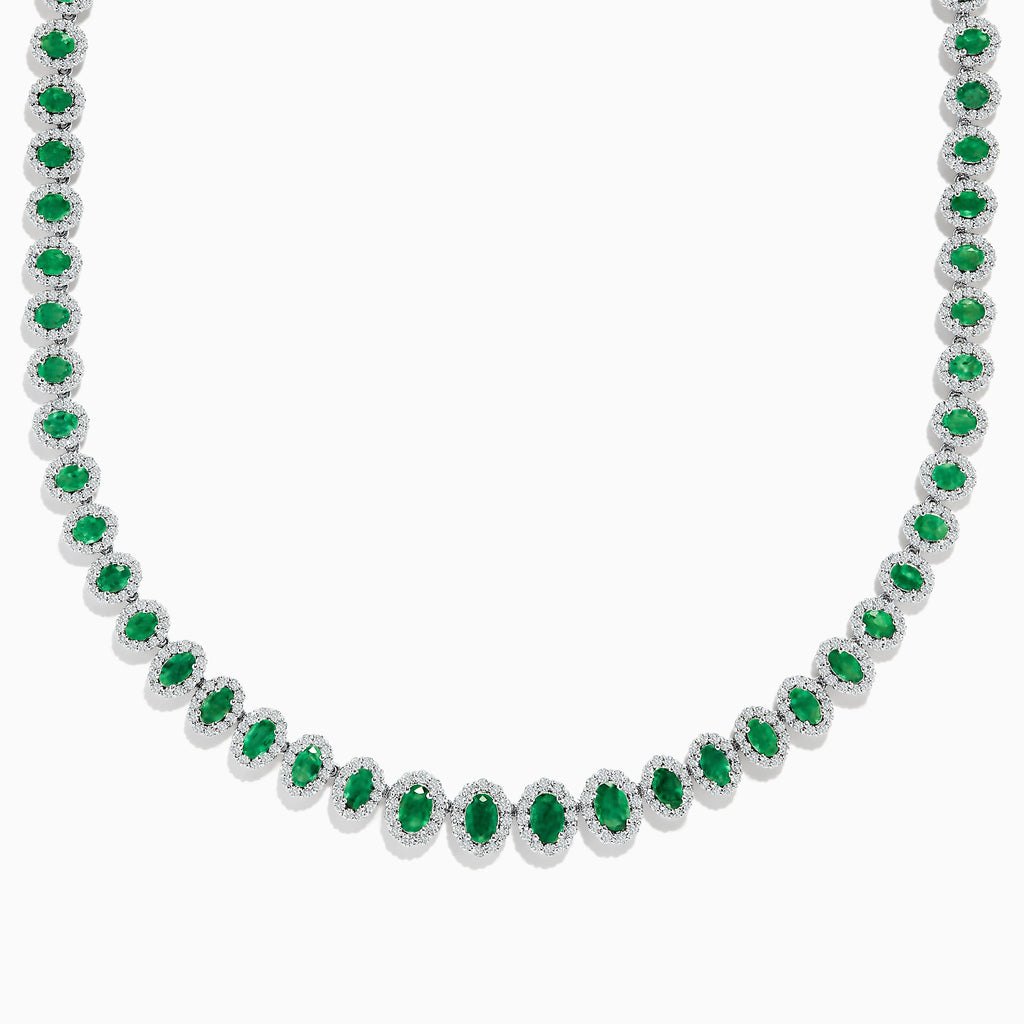 Effy Brasilica 14K White Gold Emerald and Diamond Necklace