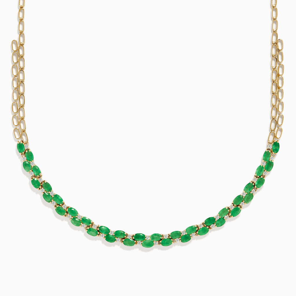 Effy Brasilica 14K Yellow Gold Emerald and Diamond Necklace