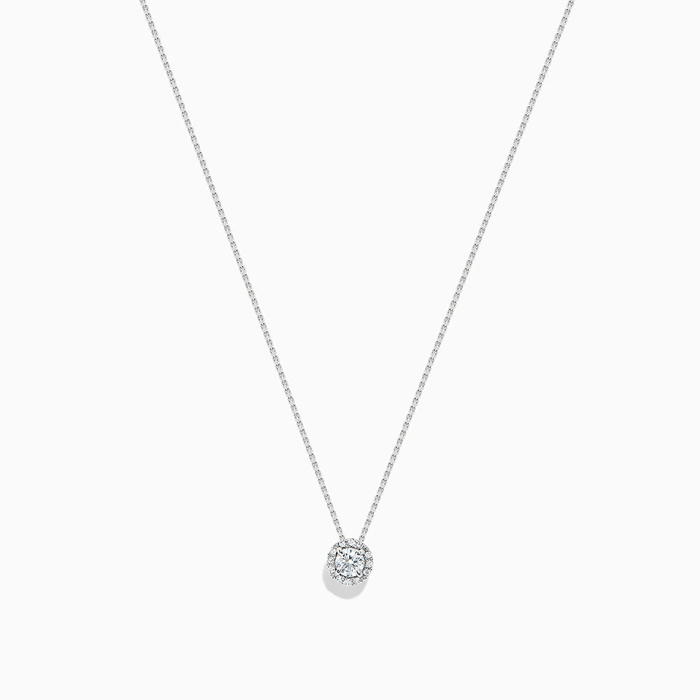 A delicate 14k White Gold Diamond pendant (0.20 TCW) necklace, elegantly displayed against a white background.
