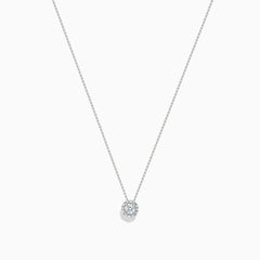 A delicate 14k White Gold Diamond pendant (0.20 TCW) necklace, elegantly displayed against a white background.