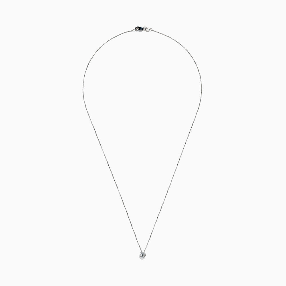 A delicate 14k White Gold Diamond pendant (0.20 TCW) necklace, elegantly displayed against a white background.