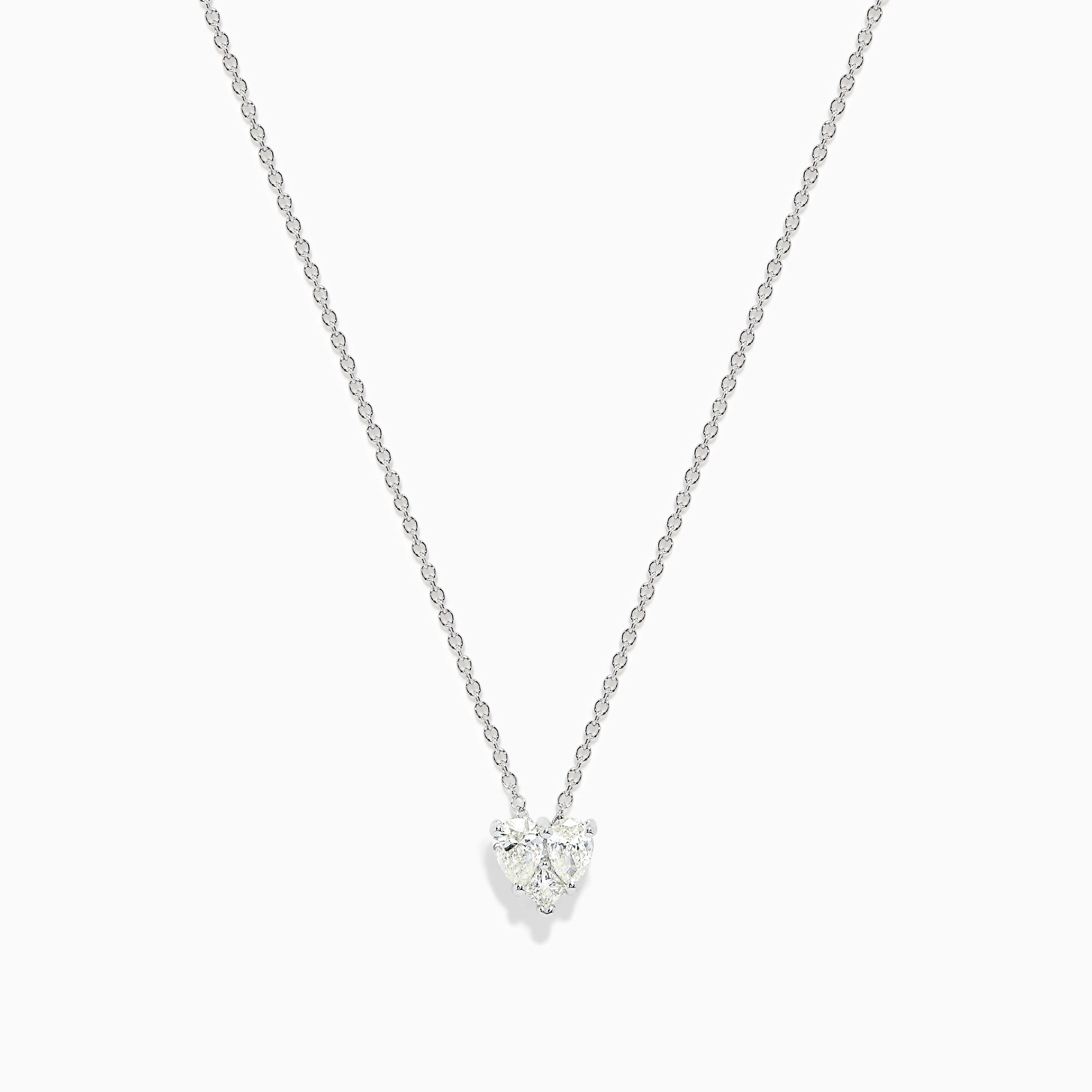 Effy Novelty 14K White Gold Diamond Mini Heart Necklace