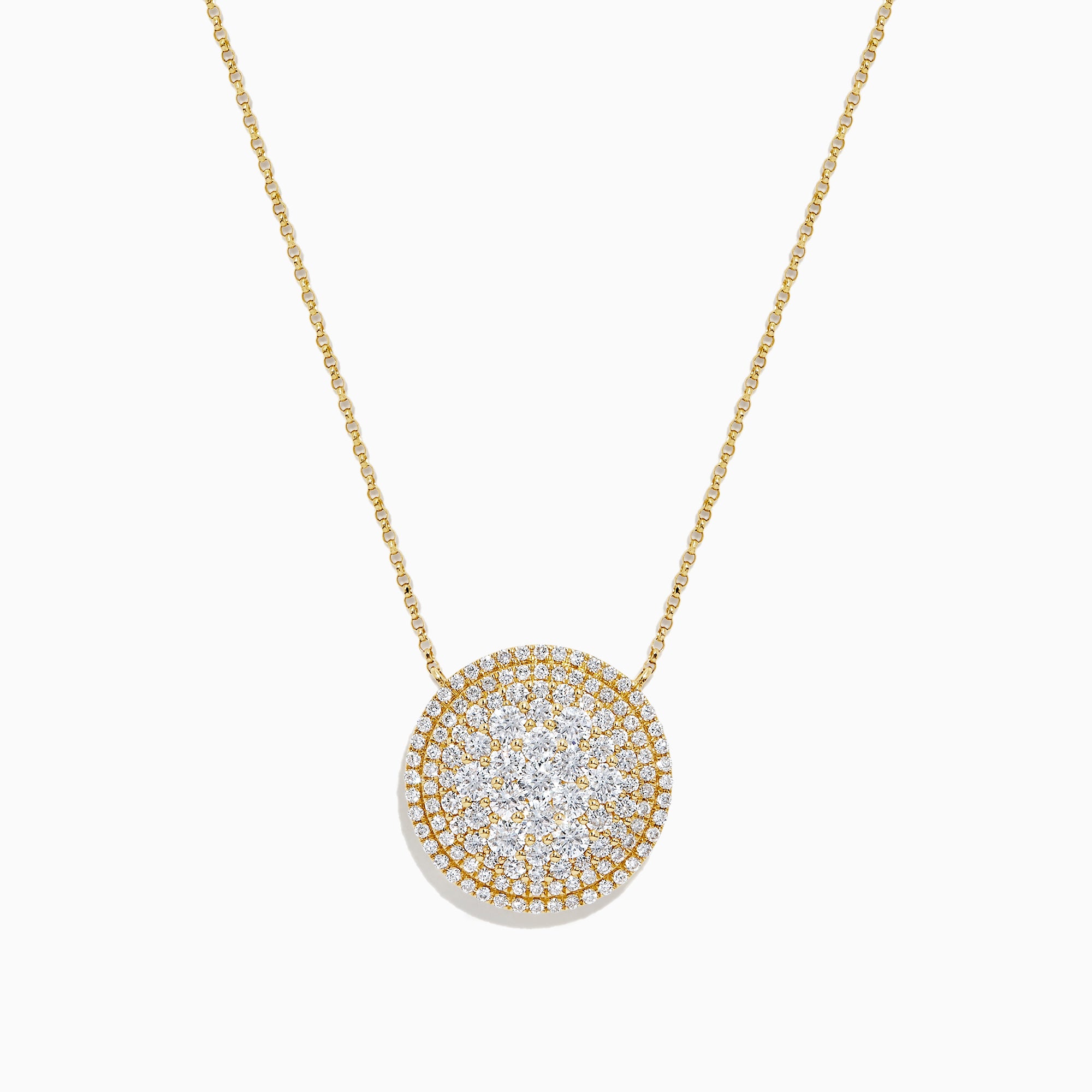 Effy D'Oro 14K Yellow Gold Diamond Pave Disk Necklace, 2.16 TCW