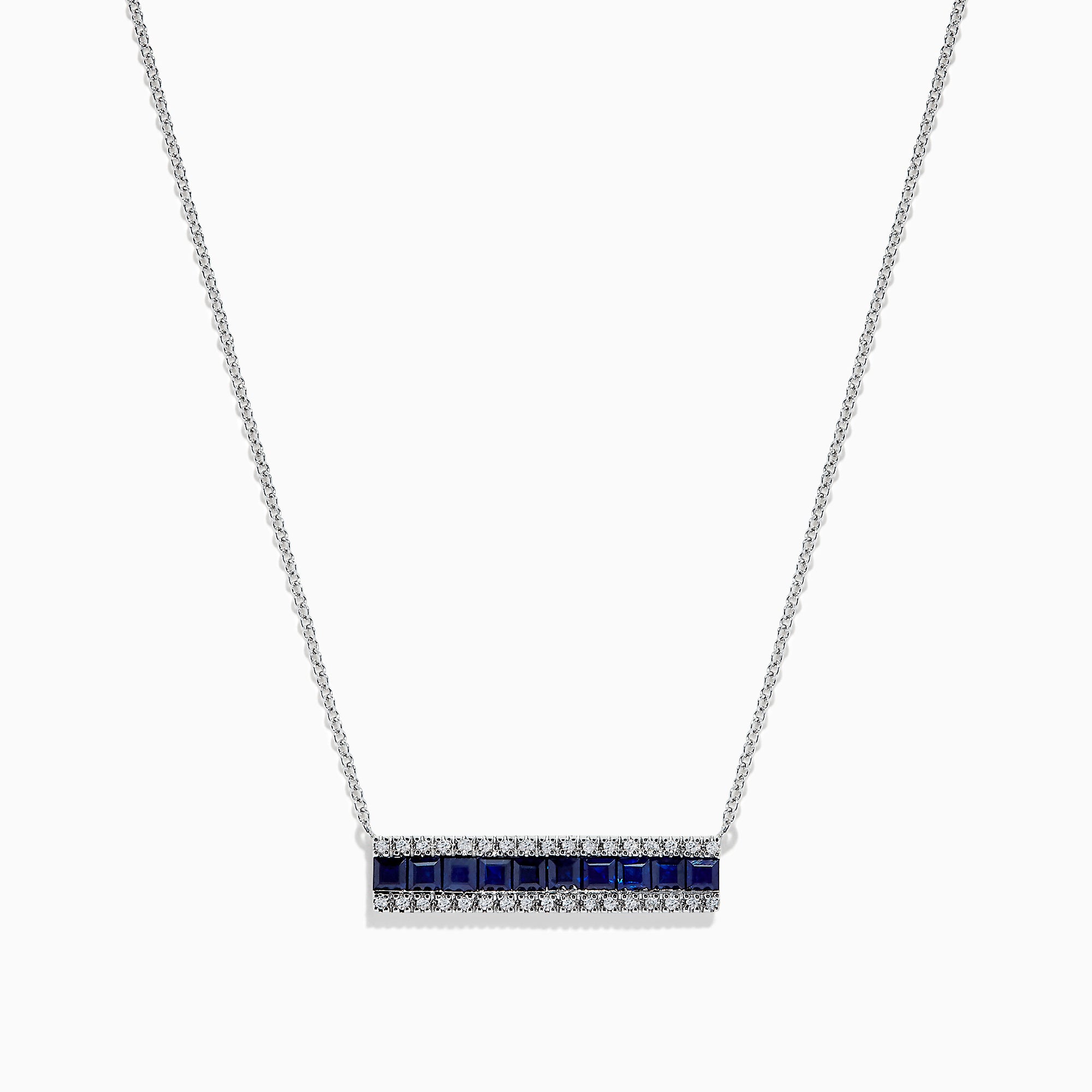Effy Royale Bleu 14K White Gold Sapphire and Diamond Bar Necklace, 1.36 TCW
