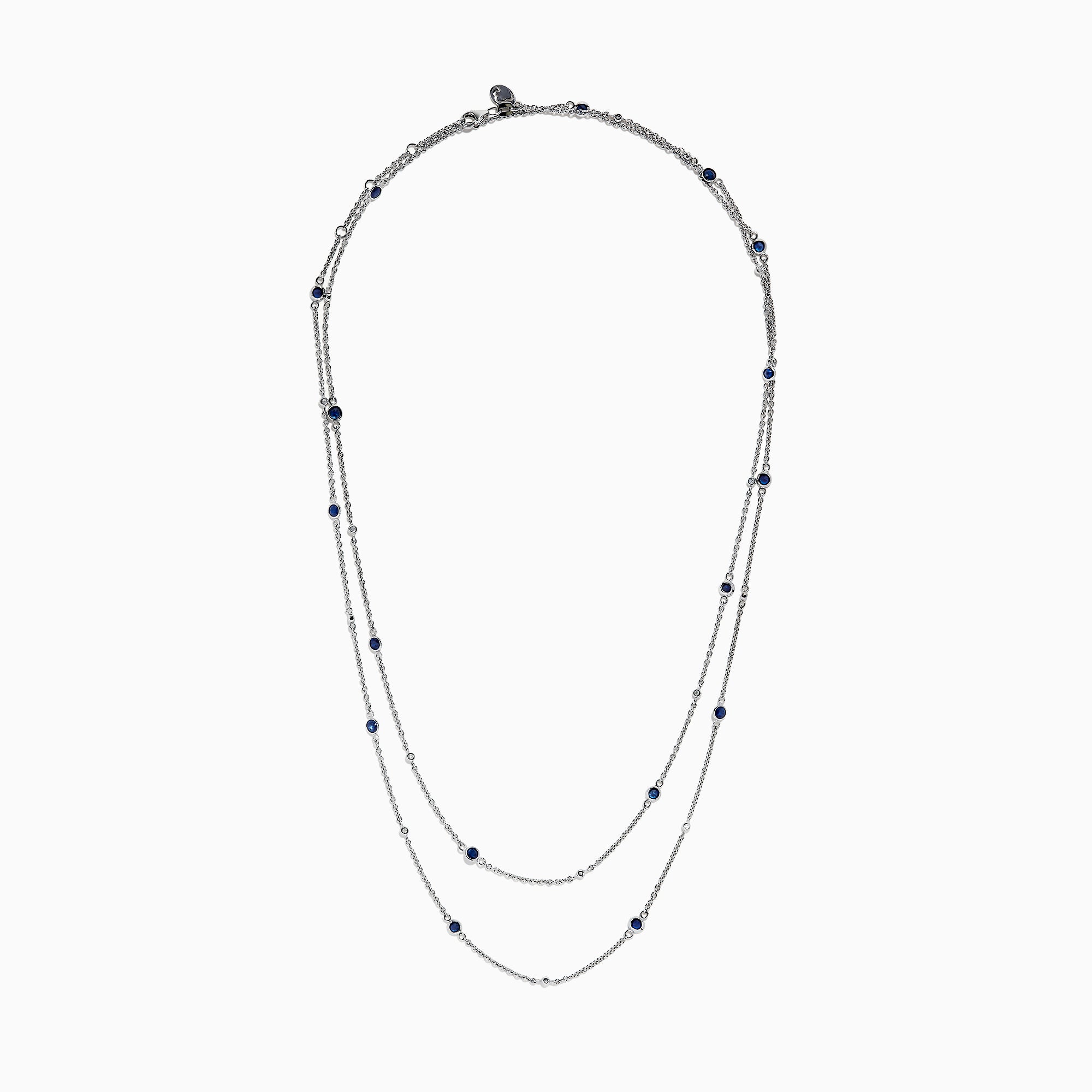 Effy 14K White Gold Sapphire and Diamond Station Necklace, 2.43 TCW