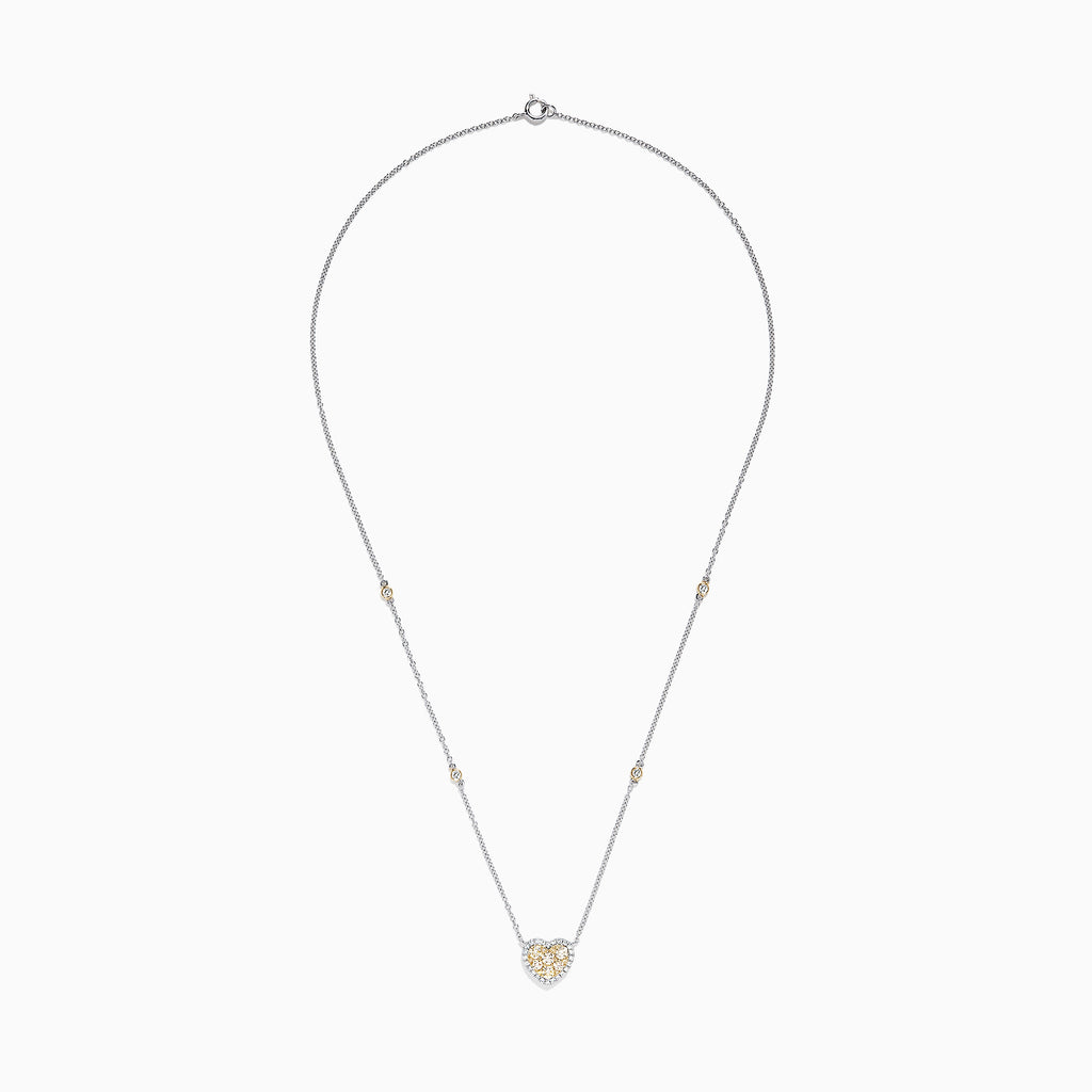 Effy Canare 14K Two Tone Gold Yellow and White Diamond Heart Necklace ...