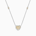 The Canare 14K Two Tone Gold Yellow Diamond Heart Necklace (0.71 TCW) features a heart-shaped pendant with yellow and white gemstones and two small round accents on the chain—adding elegance with a touch of Yellow Diamond sparkle.