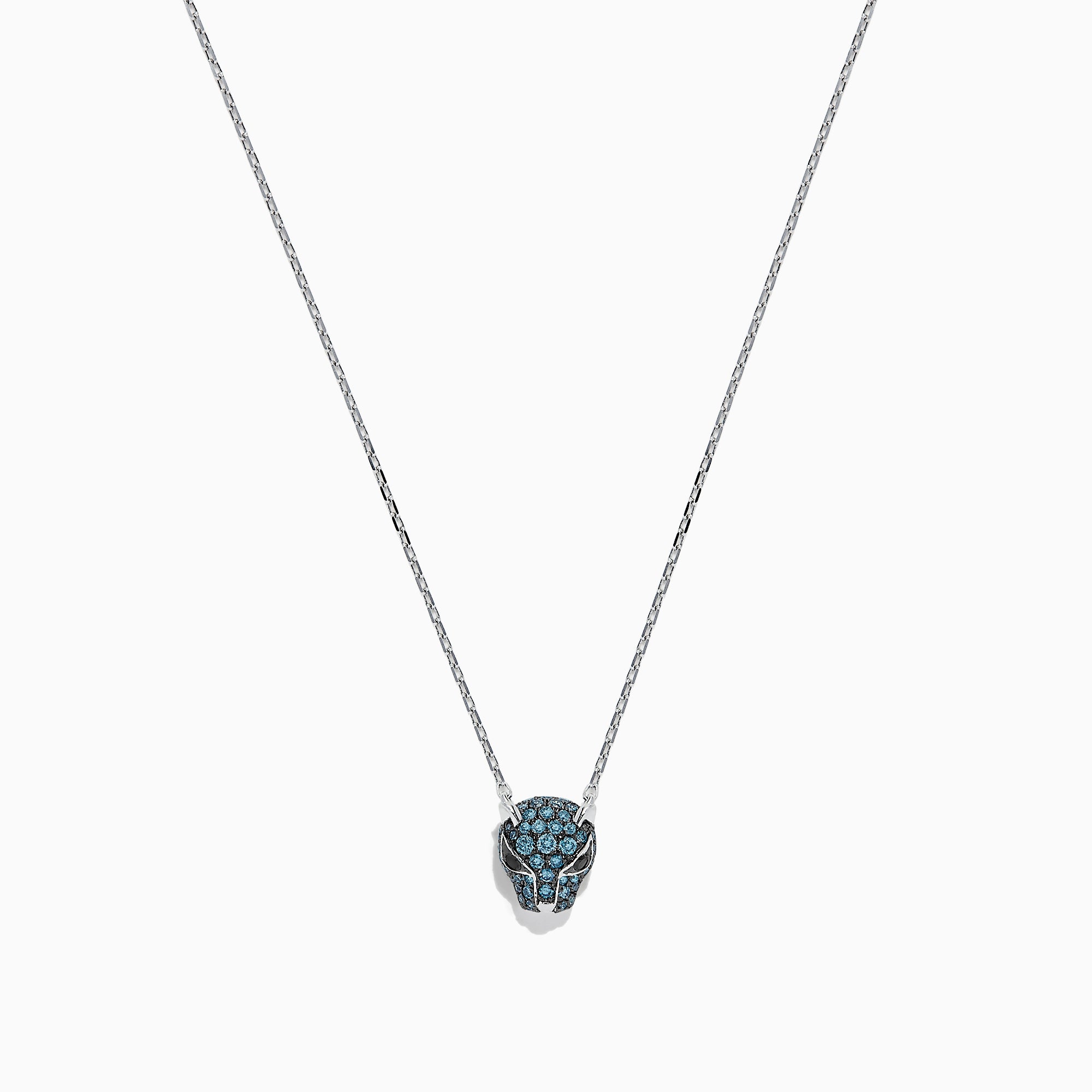 Effy Signature 14K White Gold Blue Diamond Mini Panther Necklace, 0.37 TCW