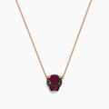 The Signature 14K Rose Gold Ruby and Tsavorite Panther Necklace, 0.52 TCW, features a rose gold chain with a panther head pendant adorned with ruby and tsavorite gems. Shown against a white background.