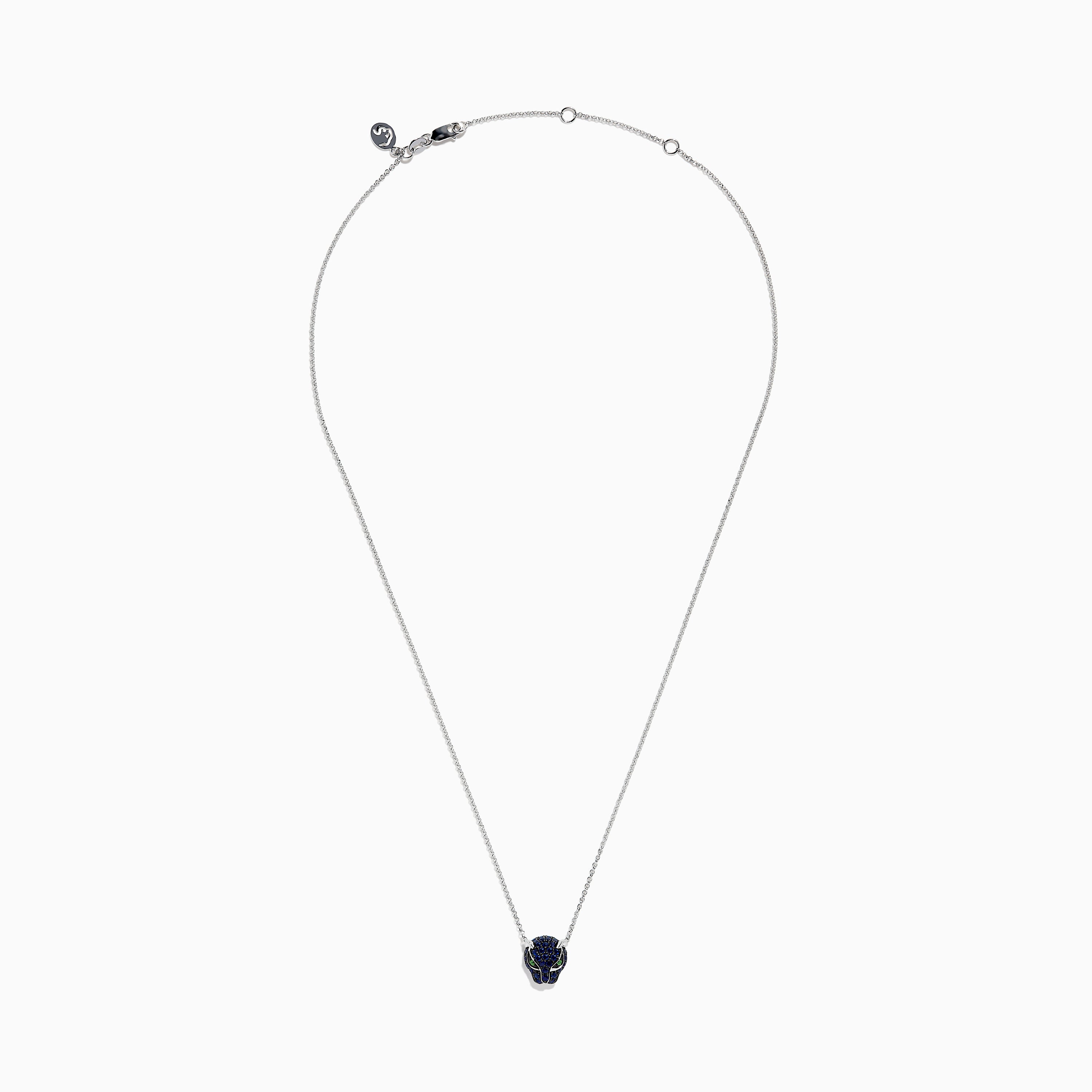 Effy Signature 14K White Gold Blue Sapphire and Tsavorite Panther Necklace