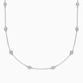 The Pave Classica 14K White Gold Diamond Station Necklace, 1.50 TCW, features small round bezel-set diamonds evenly spaced along a fine chain and is displayed against a white background.