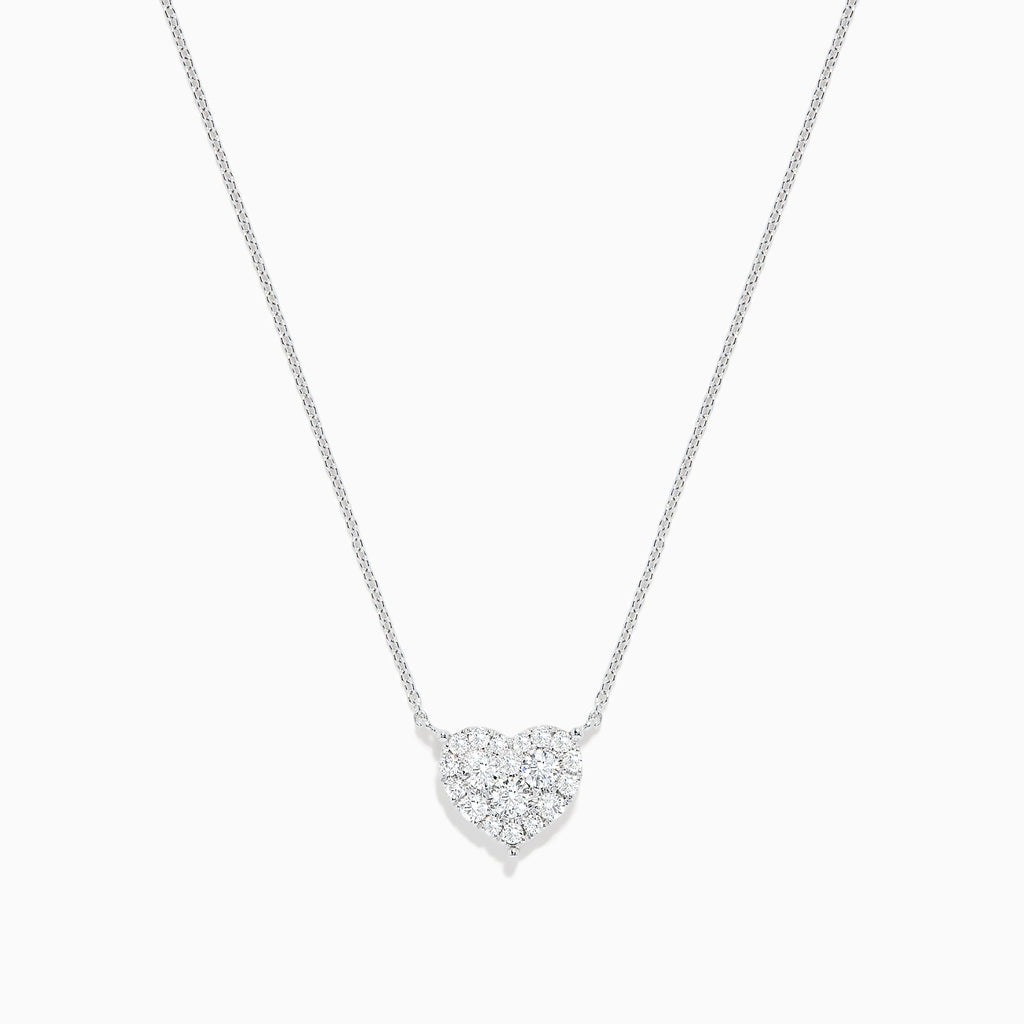 Effy Novelty 14K White Gold Diamond Heart Necklace