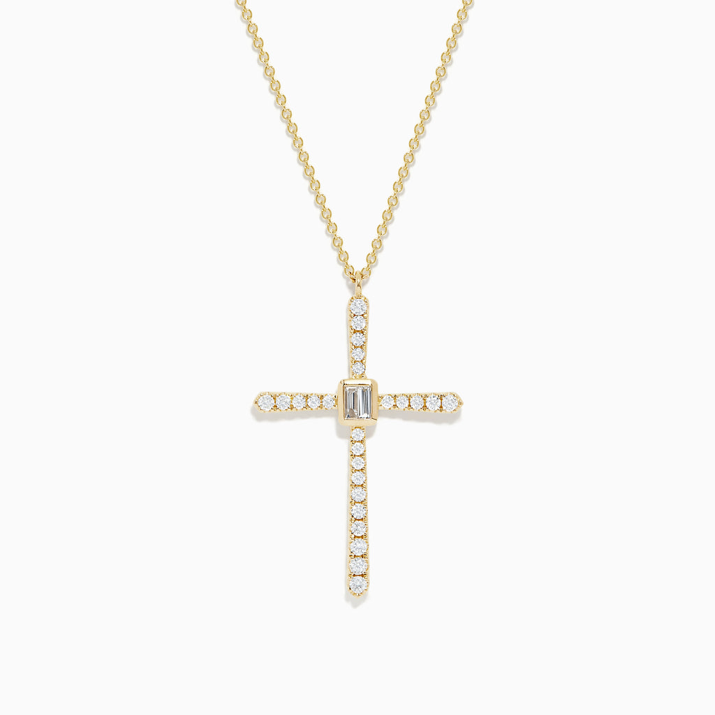 Effy Pave Classica 14K Yellow Gold Diamond Cross Pendant
