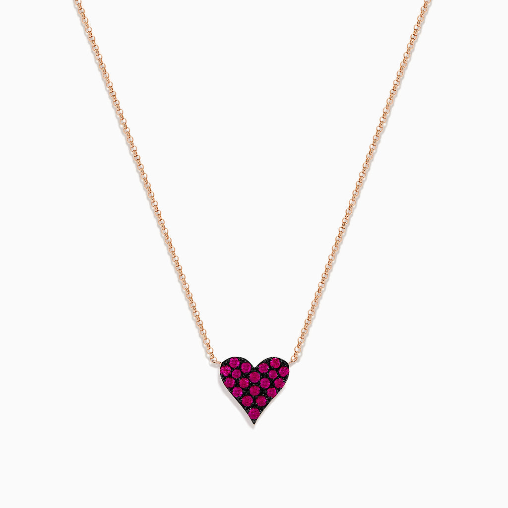 Effy Casino 14K Rose Gold Ruby Heart Necklace