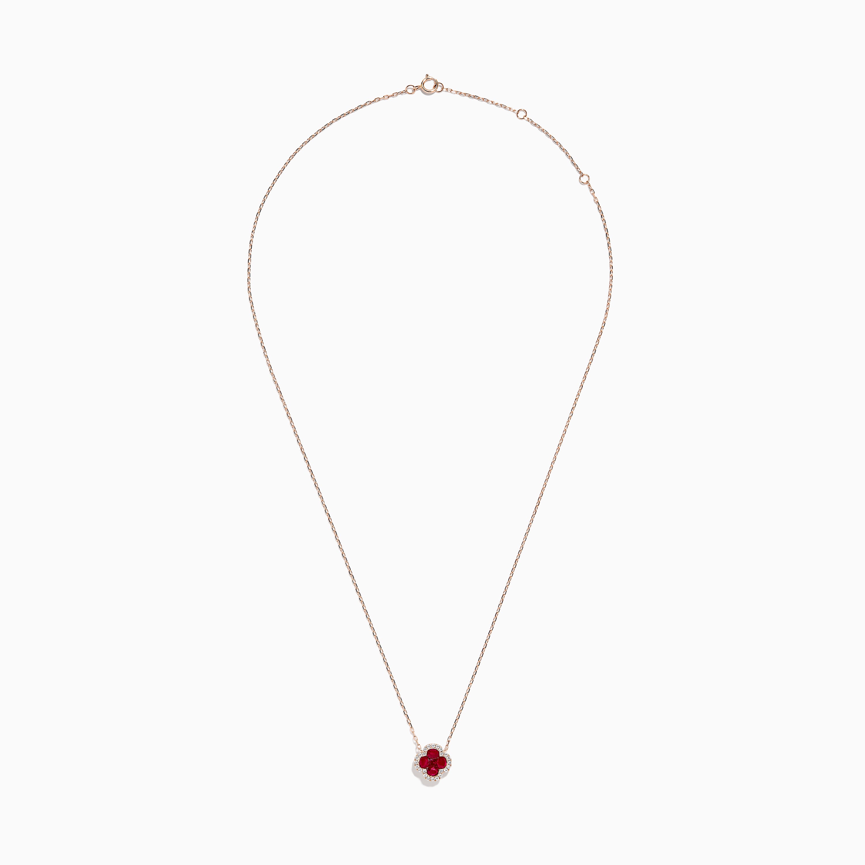 Effy Ruby Royale 14K Rose Gold Ruby and Diamond Flower Necklace