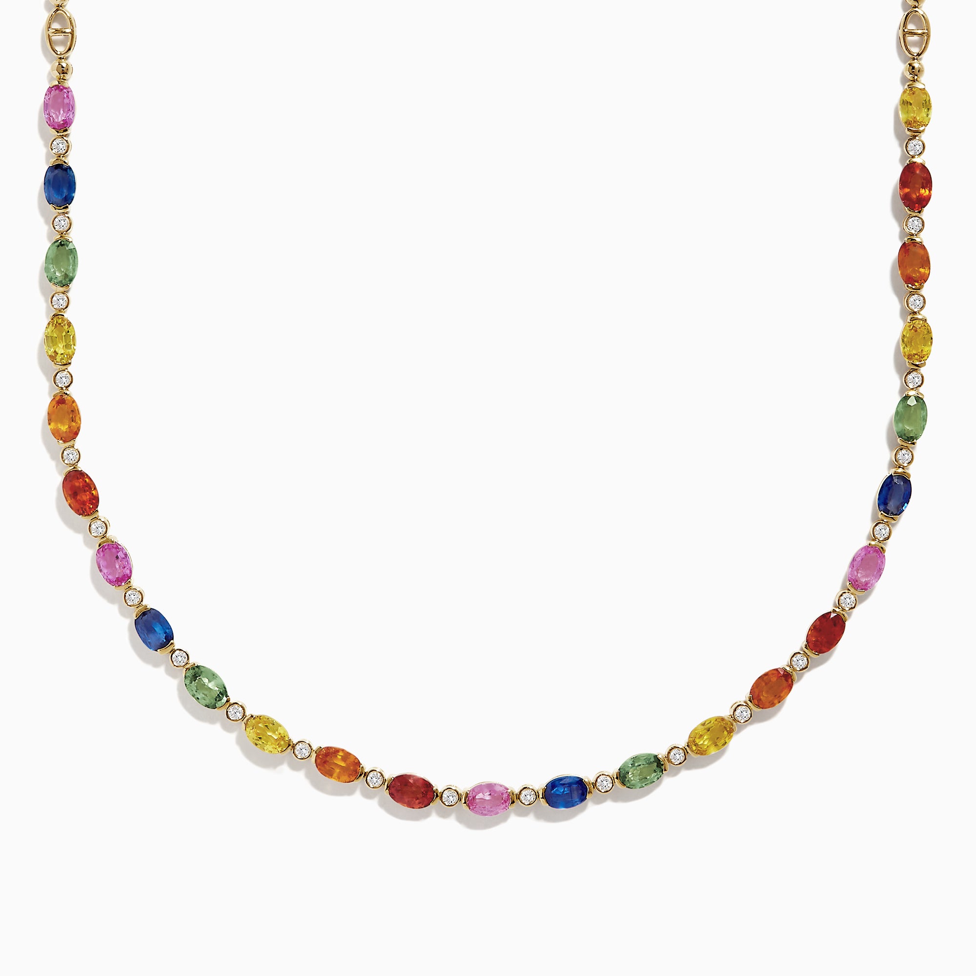 Effy Watercolors 14K Gold Multi Sapphire and Diamond Necklace, 14.72 TCW