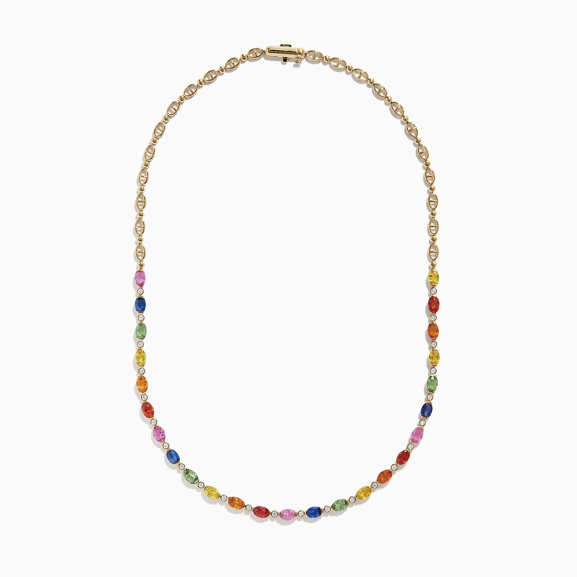 Effy Watercolors 14K Gold Multi Sapphire and Diamond Necklace, 14.72 TCW
