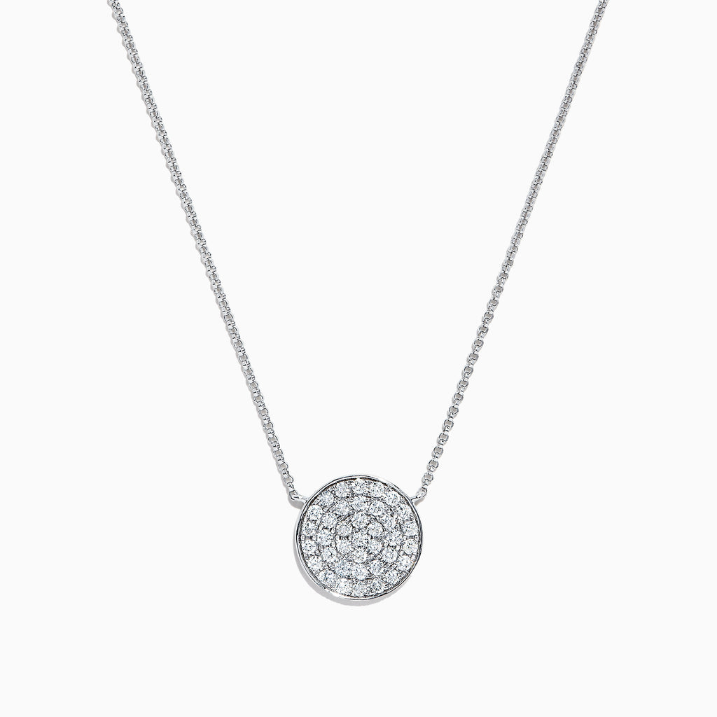 Effy Pave Classica 14K White Gold Diamond Disk Necklace, 0.73 TCW