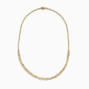 The DOro 14K Yellow Gold Diamond Necklace, 1.21 TCW, features a twisted gold chain with small, evenly spaced diamonds—an elegant piece by Effy, shown on a white background and perfect for any occasion.
