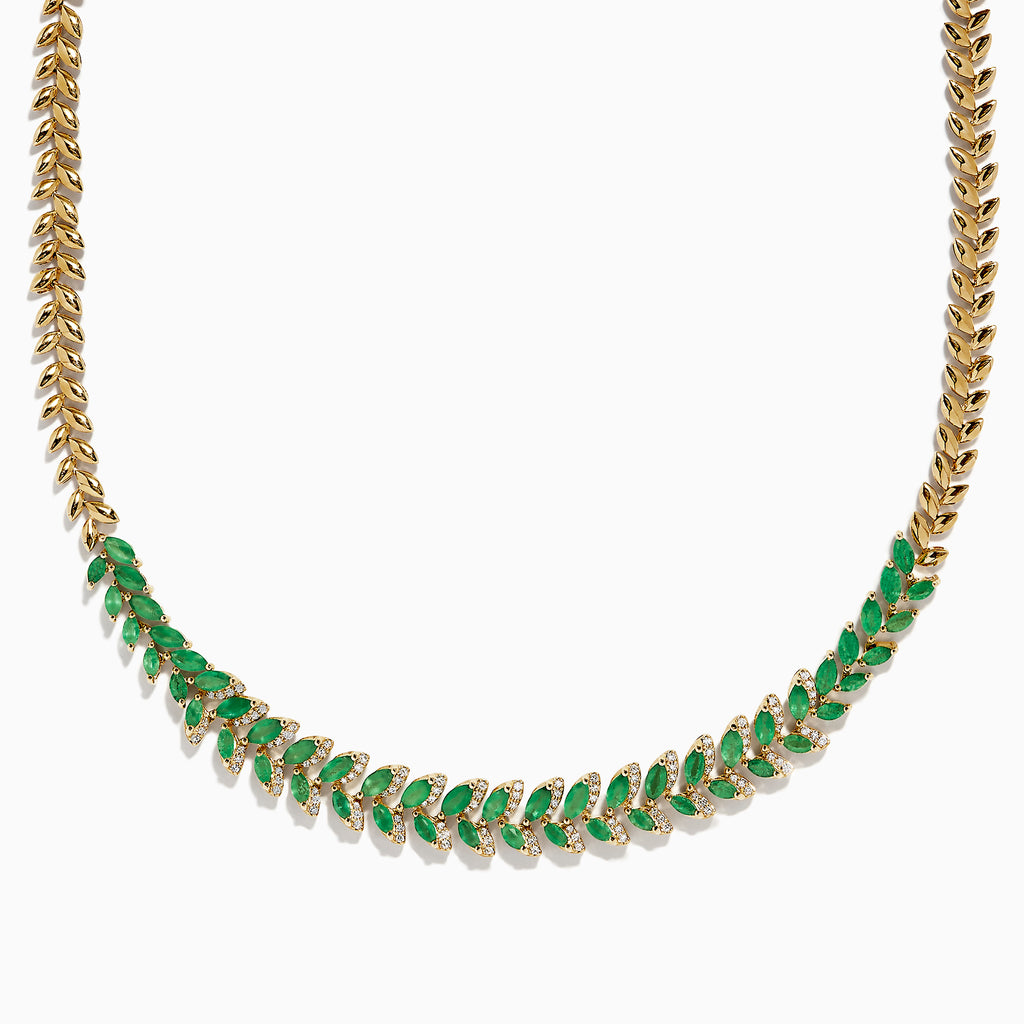 Effy Brasilica 14K Yellow Gold Emerald and Diamond Necklace, 7.30 TCW