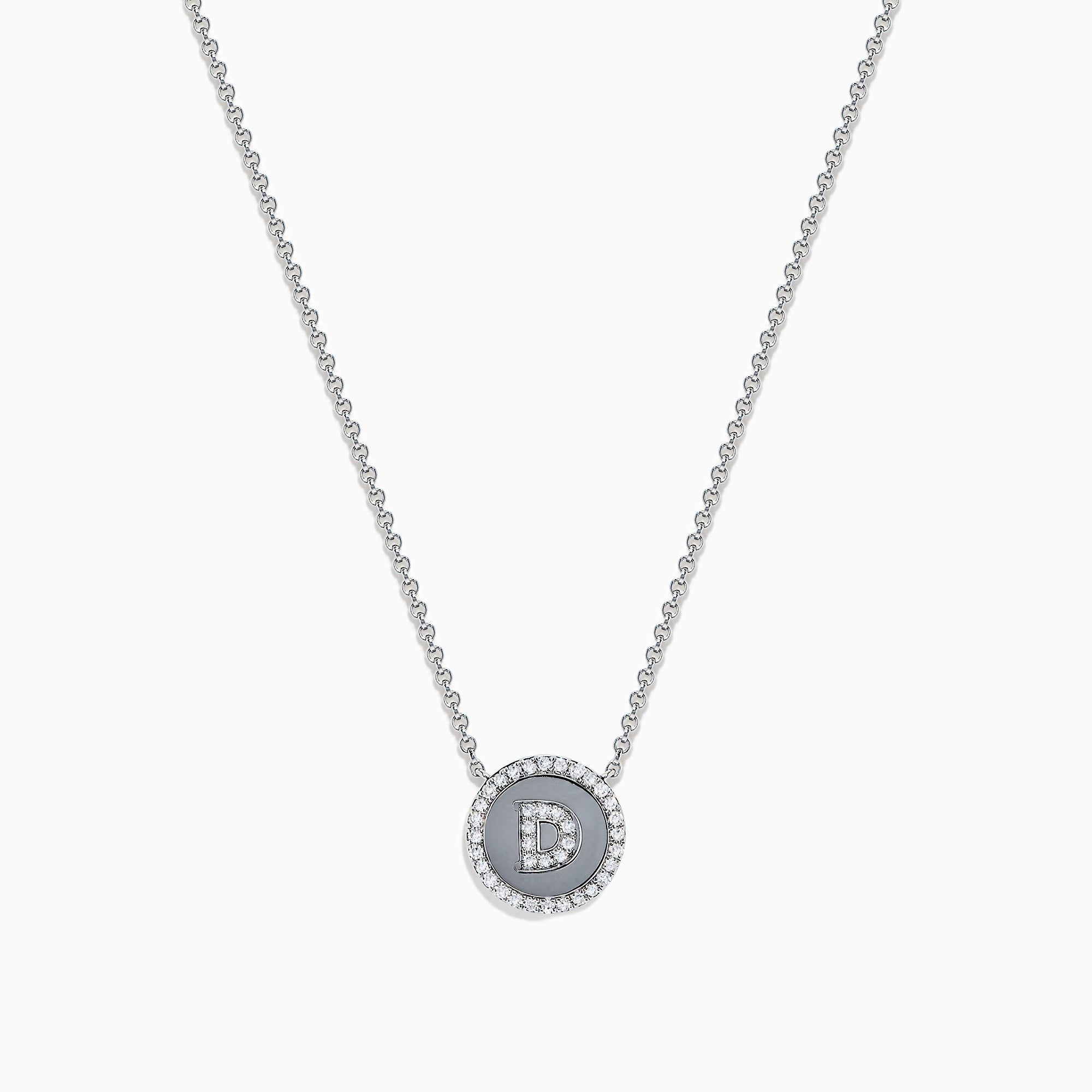 Effy 925 Sterling Silver Diamond Initial Letter "D" Necklace, 0.16 TCW