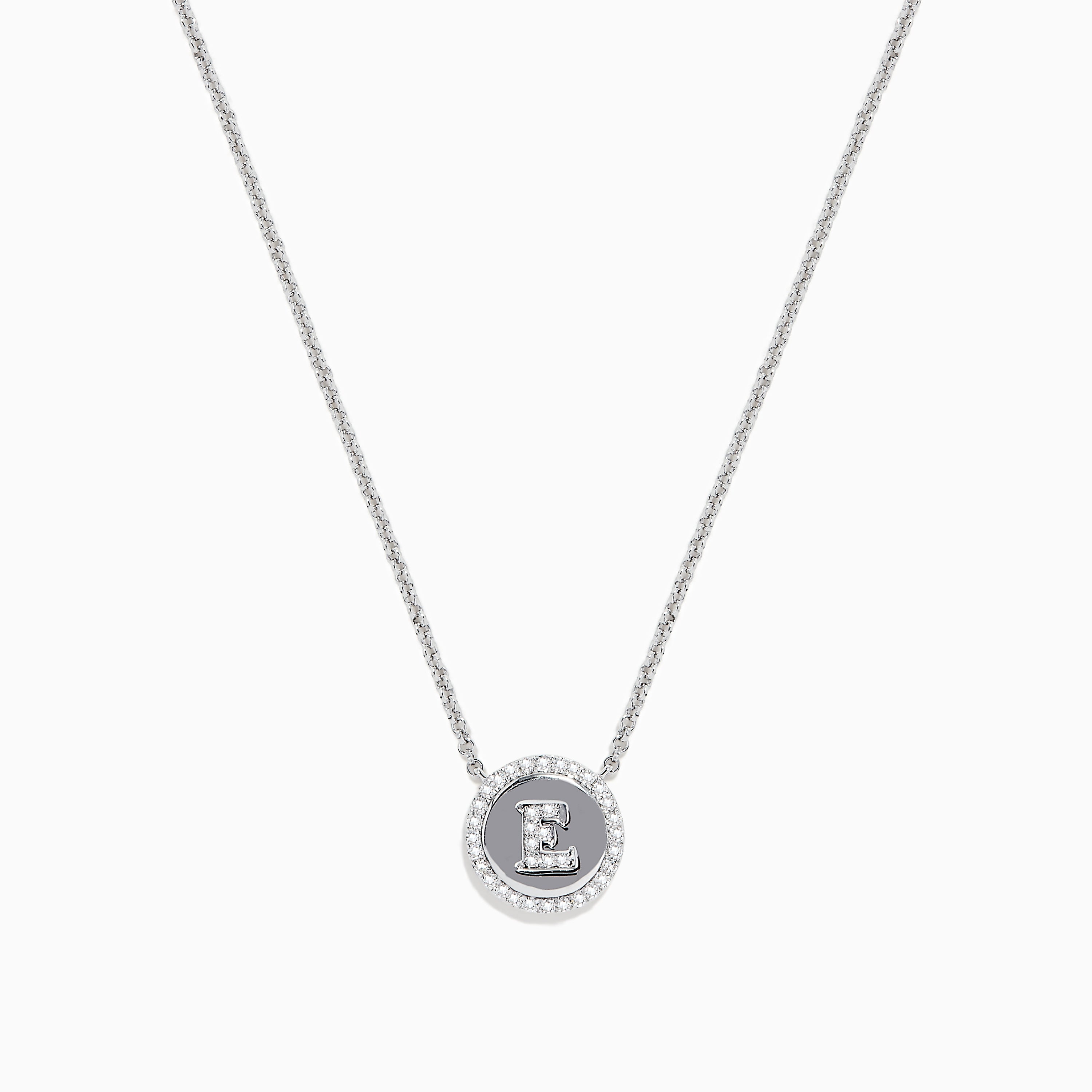 Effy 925 Sterling Silver Diamond Initial Letter "E" Necklace, 0.15 TCW