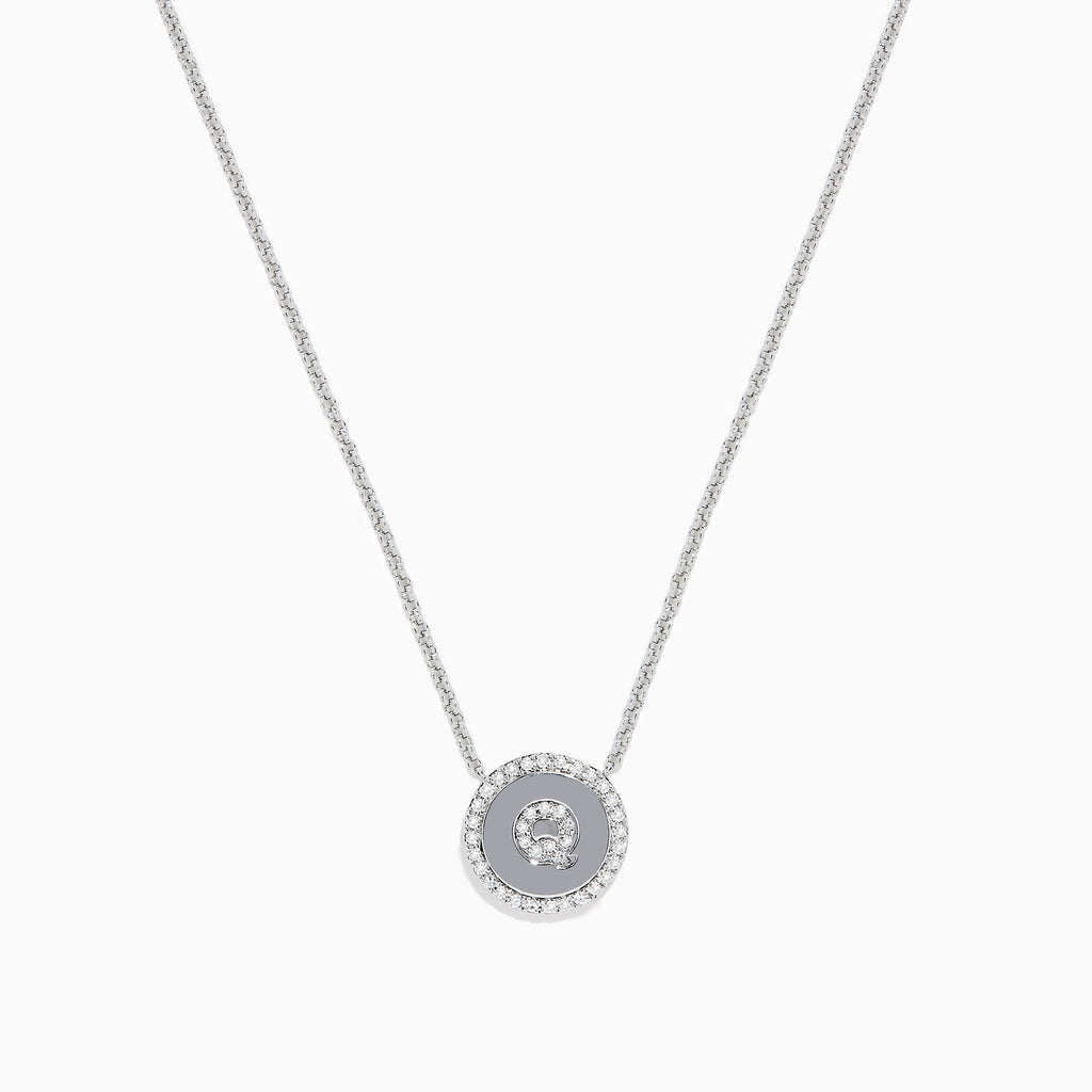 Effy 925 Sterling Silver Diamond Initial Letter "Q" Necklace, 0.16 TCW