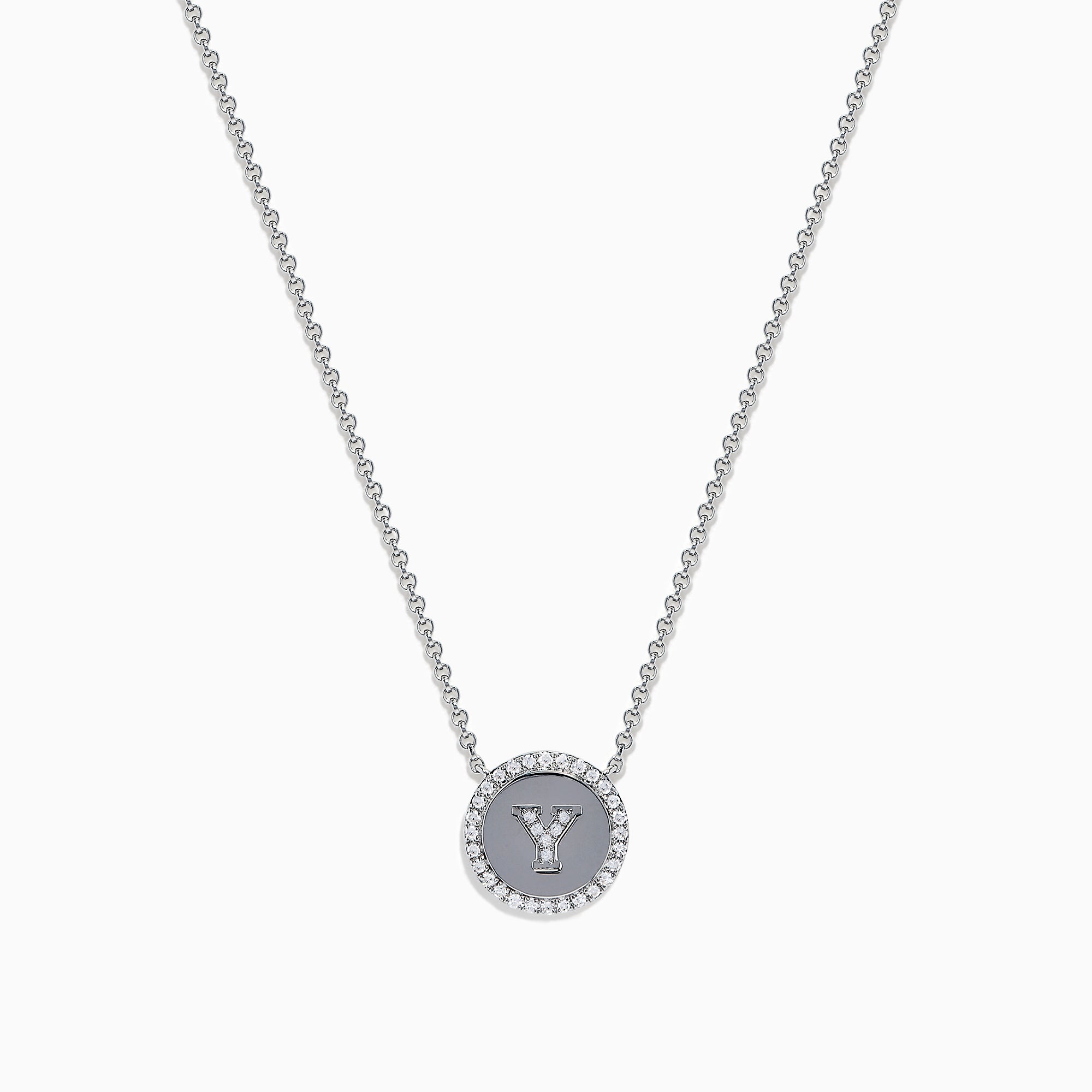 Effy 925 Sterling Silver Diamond Initial Letter "Y" Necklace, 0.14 TCW