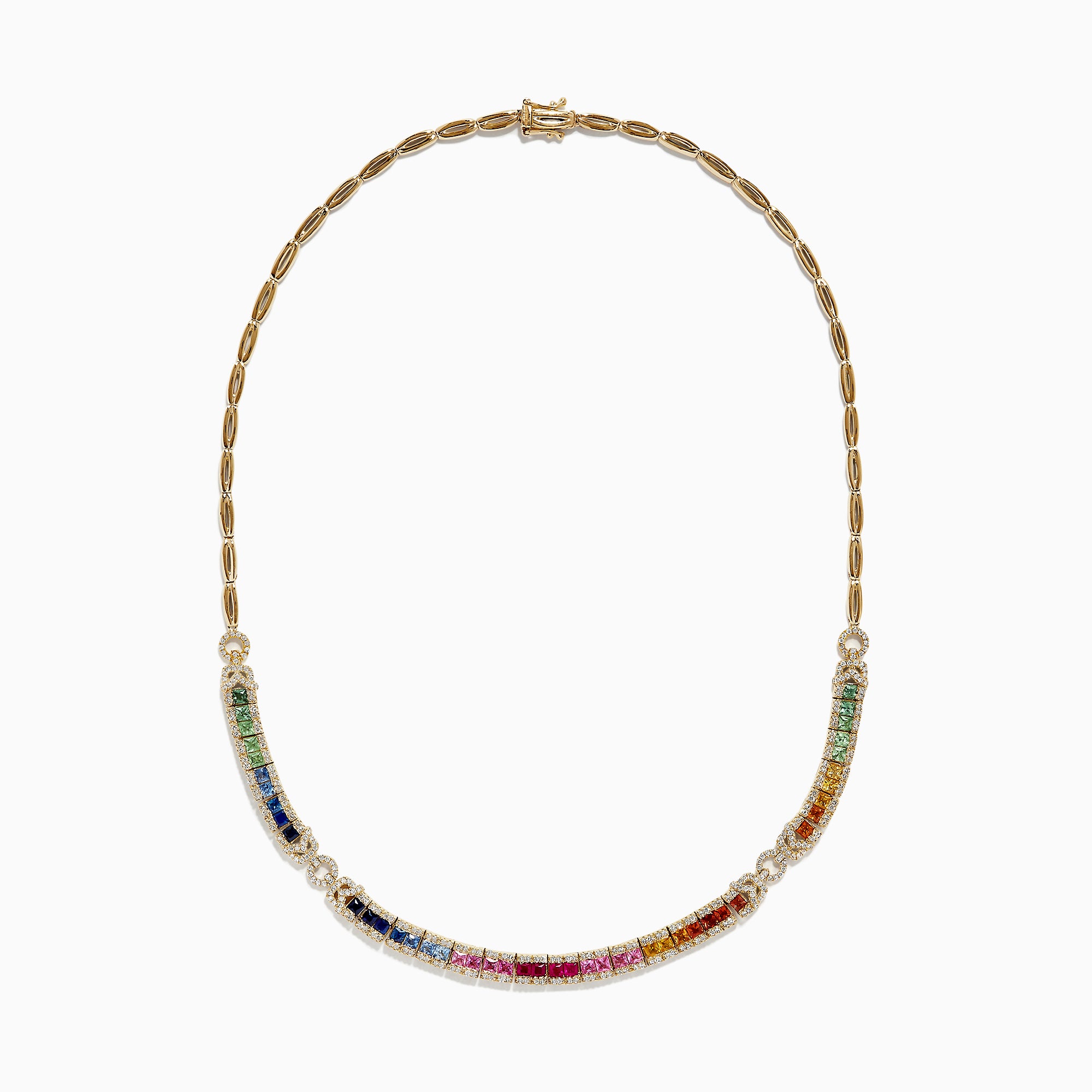 Effy Watercolors 14K Gold Multi Sapphire and Diamond Necklace, 7.19 TCW